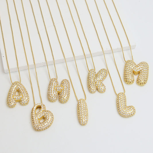 Bubble Initial Diamond Necklace